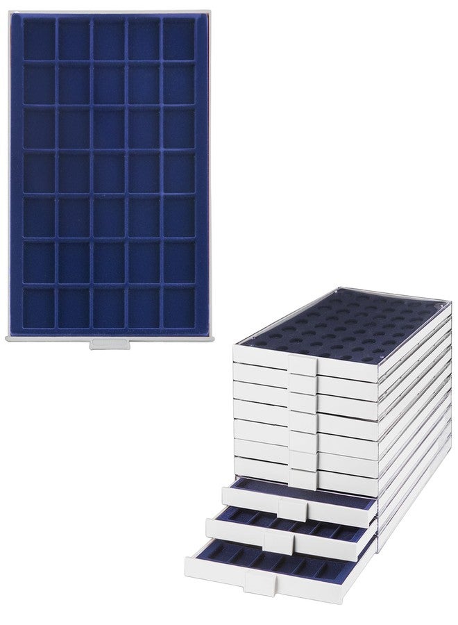 Prophila Collection Prophila Coin Box Gray 35 Angular compartments for Coins up to 36 mm (5 Rubel, 10 DM, 10 Euro), Blue Insert - Image 1